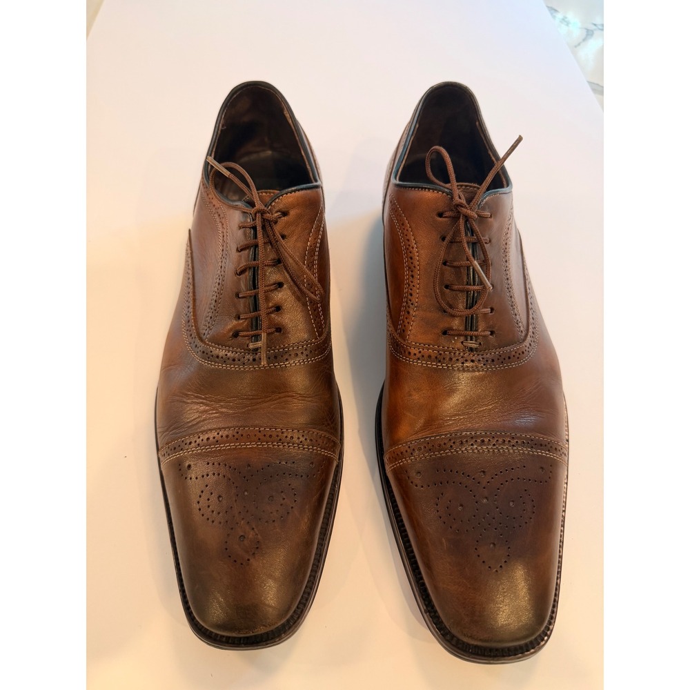 To Boot New York Adam Derrick Mens Brown Leather Brogue Cap Toe Oxford 2848 10.5